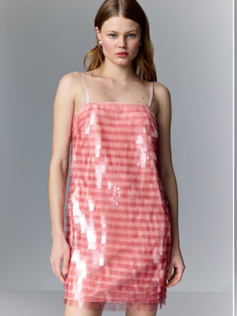 Badgley Mischka Blush Pink Sequin-Trim Slip